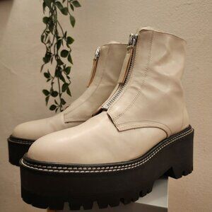H&M cream zip platform boots